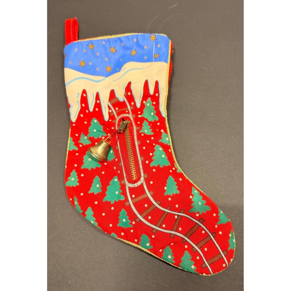Vintage‎ 1986 Roman Inc Evergreen Express Christmas Stocking Wooden Train Set